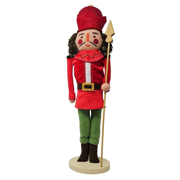 Simple Fabric Red Soldier Christmas 18" Nutcracker with Pike - Picture 1 of 5